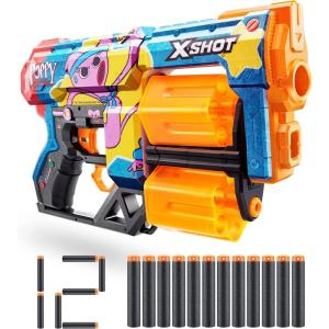 imageXSHOT Skins Dread Blaster  Poppy Playtime Kissy by ZURU with 12 Darts Rotating Double Barrel Air Pocket Dart Technology Toy Foam Blaster for Kids Teens and AdultsKissy
