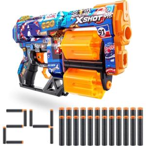 imageXSHOT Skins Dread Sonic Robotnik Blaster with 24 Darts  Malice Skin by ZURU Double Rotating Barrels Air Pocket Dart Technology Toy Foam Blaster for Kids Teens and AdultsRace Team