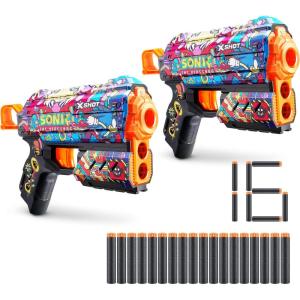 imageXSHOT Skins Flux  Sonic Robotnik 2 Pack  16 Darts by ZURU Easy Reload Air Pocket Dart Technology Toy Foam Dart Blaster for Kids Teens and Adults Frustration Free PackagingRobotnik