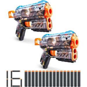 imageXSHOT Skins Flux Blaster  Jurassic World Skins 2PK by ZURU Jurrasic World Skin Design with 16 Darts Easy Reload Air Pocket Dart Technology Toy Foam Blaster for Kids Teens and Adults
