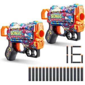 imageXSHOT Skins Menace  Sonic Mega 2 Pack  16 Darts by ZURU Easy Reload Air Pocket Dart Technology Toy Foam Dart Blaster for Kids Teens Adults Frustration Free PackagingRobotnik