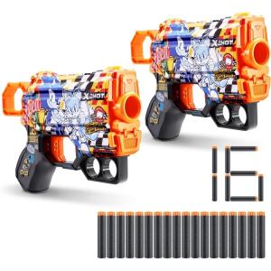 imageXSHOT Skins Menace  Sonic Mega 2 Pack  16 Darts by ZURU Easy Reload Air Pocket Dart Technology Toy Foam Dart Blaster for Kids Teens Adults Frustration Free PackagingSuper Speed