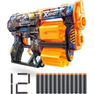 imageXShot XSHOT Skins Dread Blaster  Jurassic World Skin by ZURU Jurrasic World Skins Design with 12 Darts Easy Reload Air Pocket Dart Technology Toy Foam Blaster for Kids Teens and AdultsJurassic