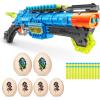 imageXSHOT Dino Attack Claw Hunter 24 Darts  4 Shooting Targets by ZURU XSHOT Blue Foam Dart Blaster Toy Blaster Shotgun Style Twin Barrel Dinosaur Design Toys for Boys Kids Teens Blue