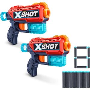 imageXSHOT Excel Double Kickback 6 Shooting Targets  8 Darts Blaster Combo Pack by ZURU XSHOT Red Foam Dart Blaster Toy Blaster Compact Toys for Kids Teens Adults RedRed
