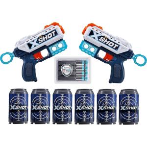 imageXSHOT Excel Double Kickback 6 Shooting Targets  8 Darts Blaster Combo Pack by ZURU XSHOT Red Foam Dart Blaster Toy Blaster Compact Toys for Kids Teens Adults RedWhite