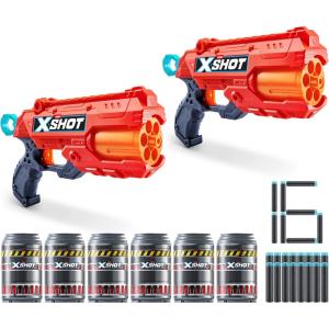 imageXSHOT Excel Double Reflex 6 2 Pack  16 Darts  6 Shooting Targets by ZURU XSHOT Red Foam Dart Blaster Toy Blaster Rotating Barrels Toys for Kids Teens Adults RedRed