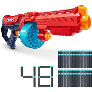 imageXSHOT Excel Turbo Fire 48 Darts by ZURU Red Foam Dart Blaster Toy Blaster Barrel Automatically Rotates Slam Fire Toys for Kids Teens Adults RedRed