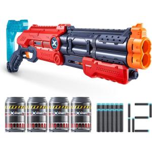 imageXSHOT Excel Vigilante 12 Darts  4 Shooting Targets by ZURU XSHOT Red Foam Dart Blaster Toy Blaster Twin Barrels Pump Action QuickFire Toys for Kids Teens Adults RedRed