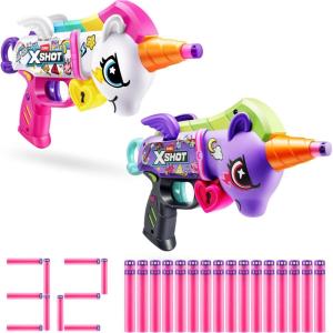 imageXSHOT Blastercorn 2Pack by ZURU  UnicornThemed Dart Blasters in White amp Purple with Flapping Wings 32 Air Pocket Darts amp 90ft Range Outdoor Toy for Kids Ages 8 Teens amp Adults